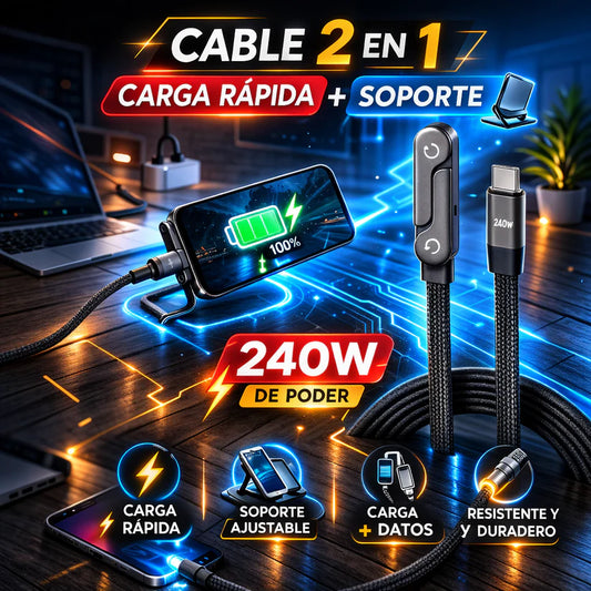 Cable De Carga Invisible Con Soporte, Carga Rápida 240 W