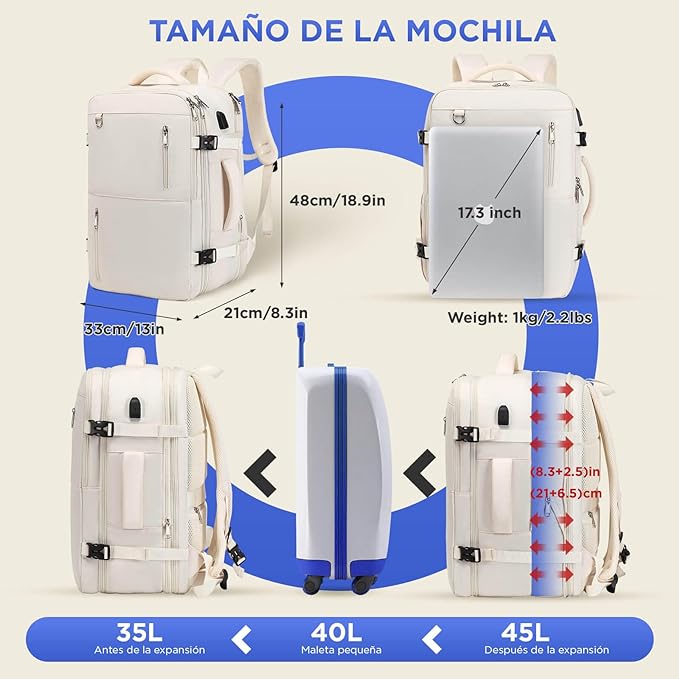MORRAL VIAJERO EXPANDIBLE- EQUIPAJE DE MANO ✨ DESCUENTO 50%