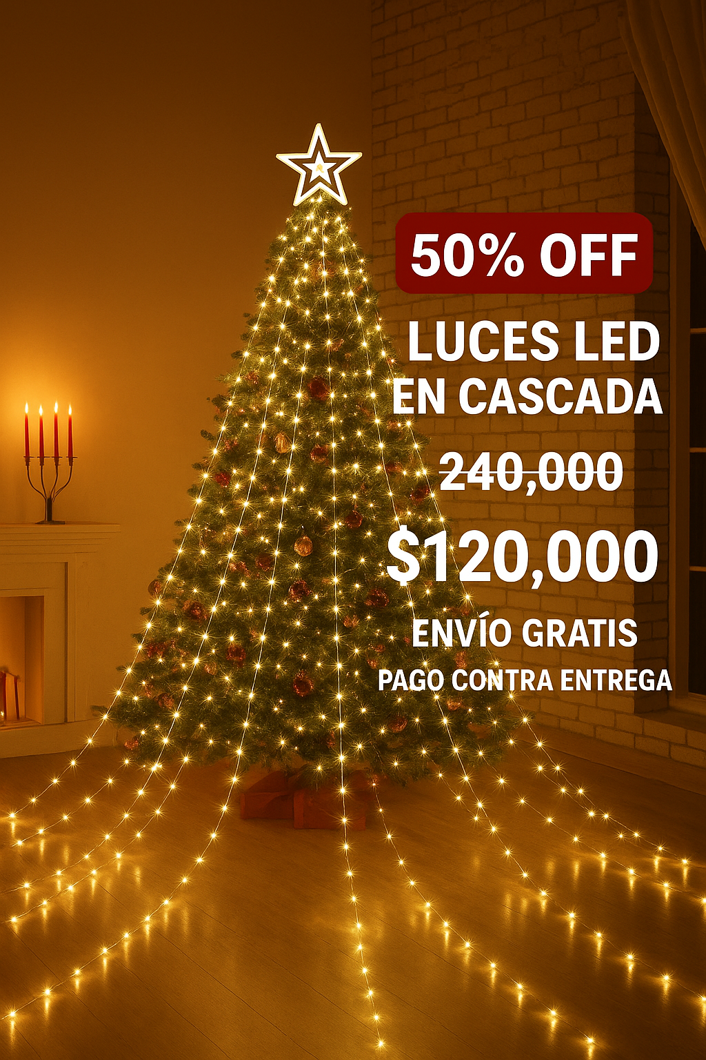 🎄LUCES EN CASCADA ARBÓL - 50% DESCUENTO